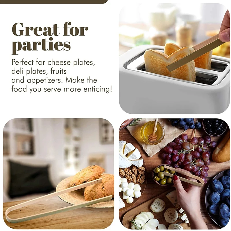 Деревянные щипцы для приготовления пищи, 40 шт., мини-щипцы для тостеров, мини-бамбуковые щипцы для кухни, приятные для планет и легкие