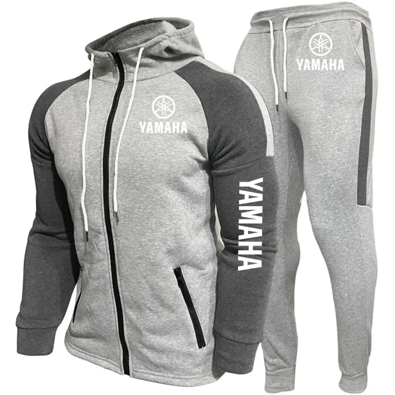 yamaha The 2026 new men's best-selling color-blocked printed sportswear, a high-quality hoodie and long pants set with fleece wa