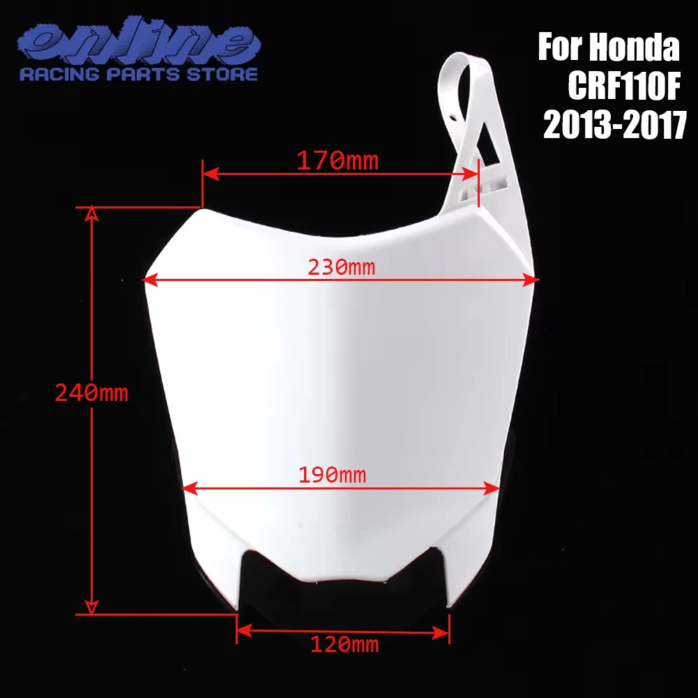 แผ่นหมายเลขด้านหน้าสำหรับ Honda CRF 110 2013 2014 2015 2016 2017 CRF125F 2014 2015 2016 2017รถจักรยานยนต์วิบาก