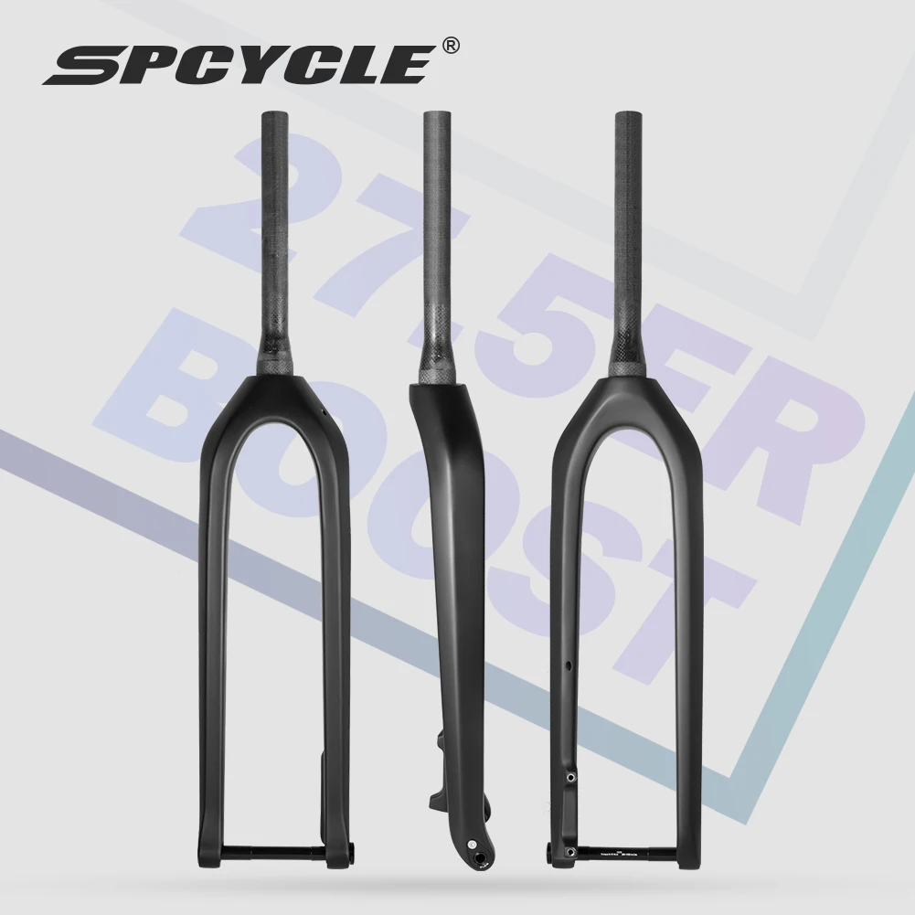 

Spcycle 27.5er MTB Carbon Fork 110*15mm Boost Downhill Mountain Bike Carbon Rigid Fork 1-1/8"-1-1/2" Tapered Max Tire 3.0