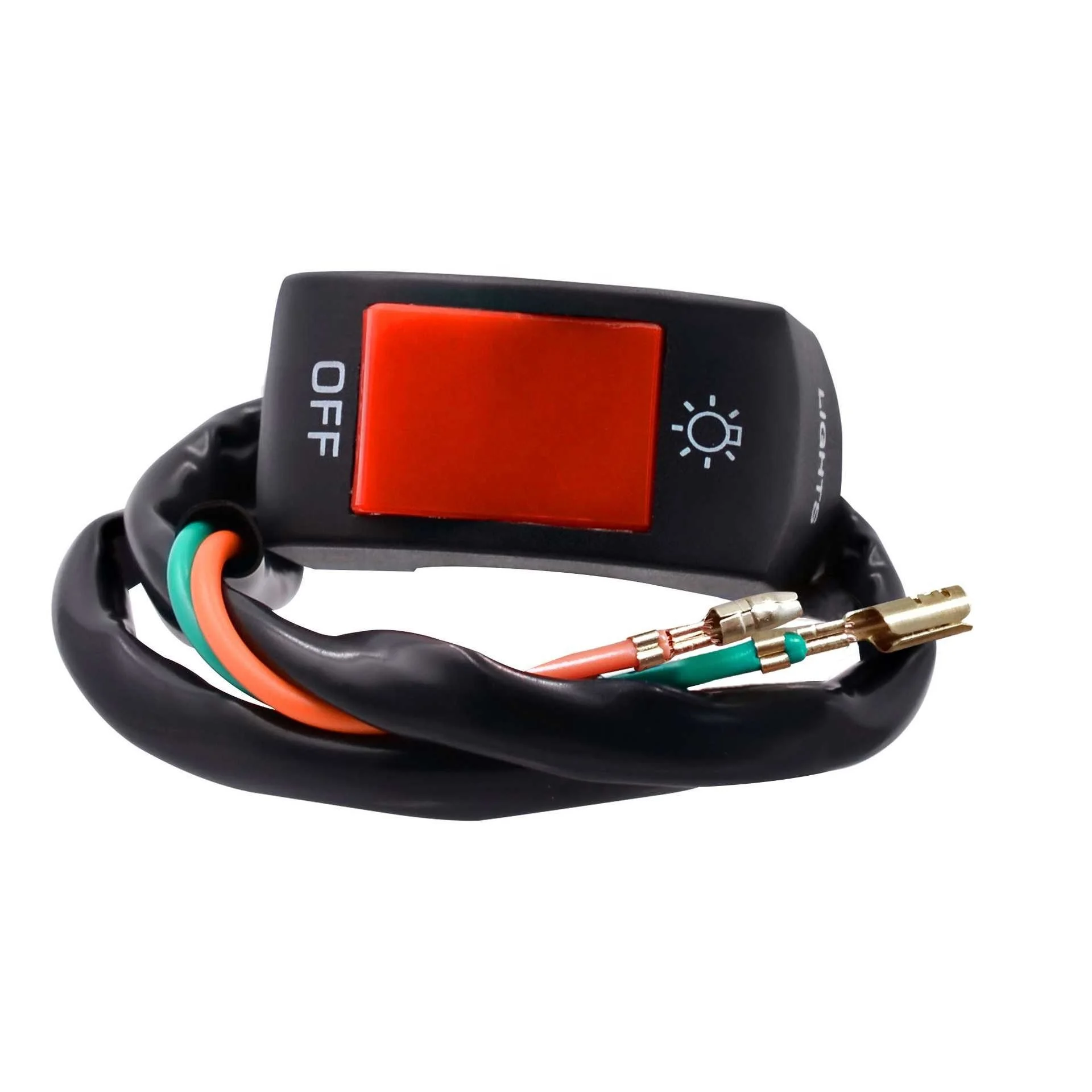 Tech China Motorcycle Accessories Modification Headlight Off / Light Symbol Button Control Switch with Wires