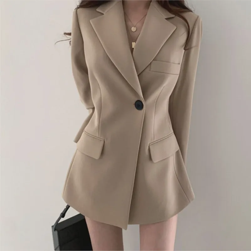 Casual Long Sleeve Suit Jacket Blazer Office Lady Spring Autumn Fashion Elegant Solid Outerwear Coat For Women 2023 Female