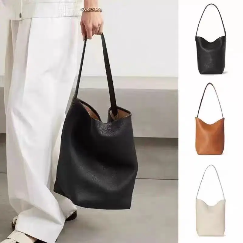 

Cowhide Shoulder Bag Female Handbag Row Bucket Bag Women Classic Lcu Lychee Patterned Tote Bags Solid Color Single Shoulder Bags