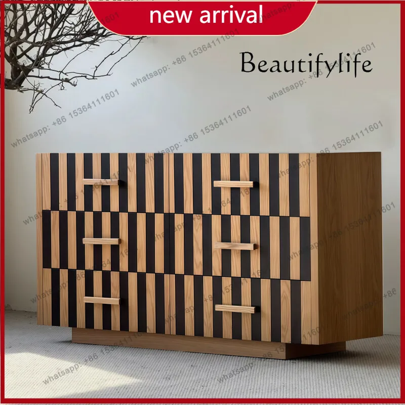 

Medieval Creative Solid Wood Locker Household Living Room Against Wall Dining Side Cabinet Entry Decoration Entrance Cabinet