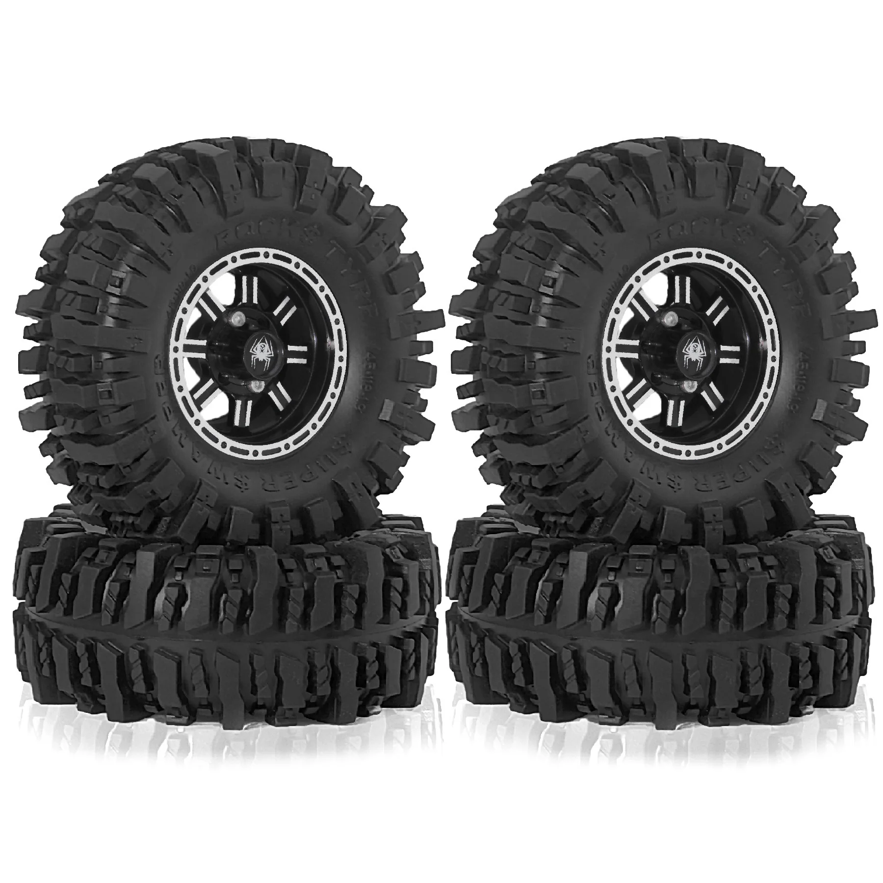 1.9 Mud Slingers Tires 1.9 Beadlock Wheels Aluminum for FCX10 TRX4 SCX10 II UTB18 Capra Gen8 Gen7 VS4-10 1/10 RC Crawler