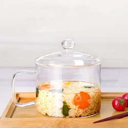 Glass Bowl With Glass Lid Large Capacity Salad Bowl Household Creative Noodles Soup Container Thicken Mixing Glass Salad Bowl