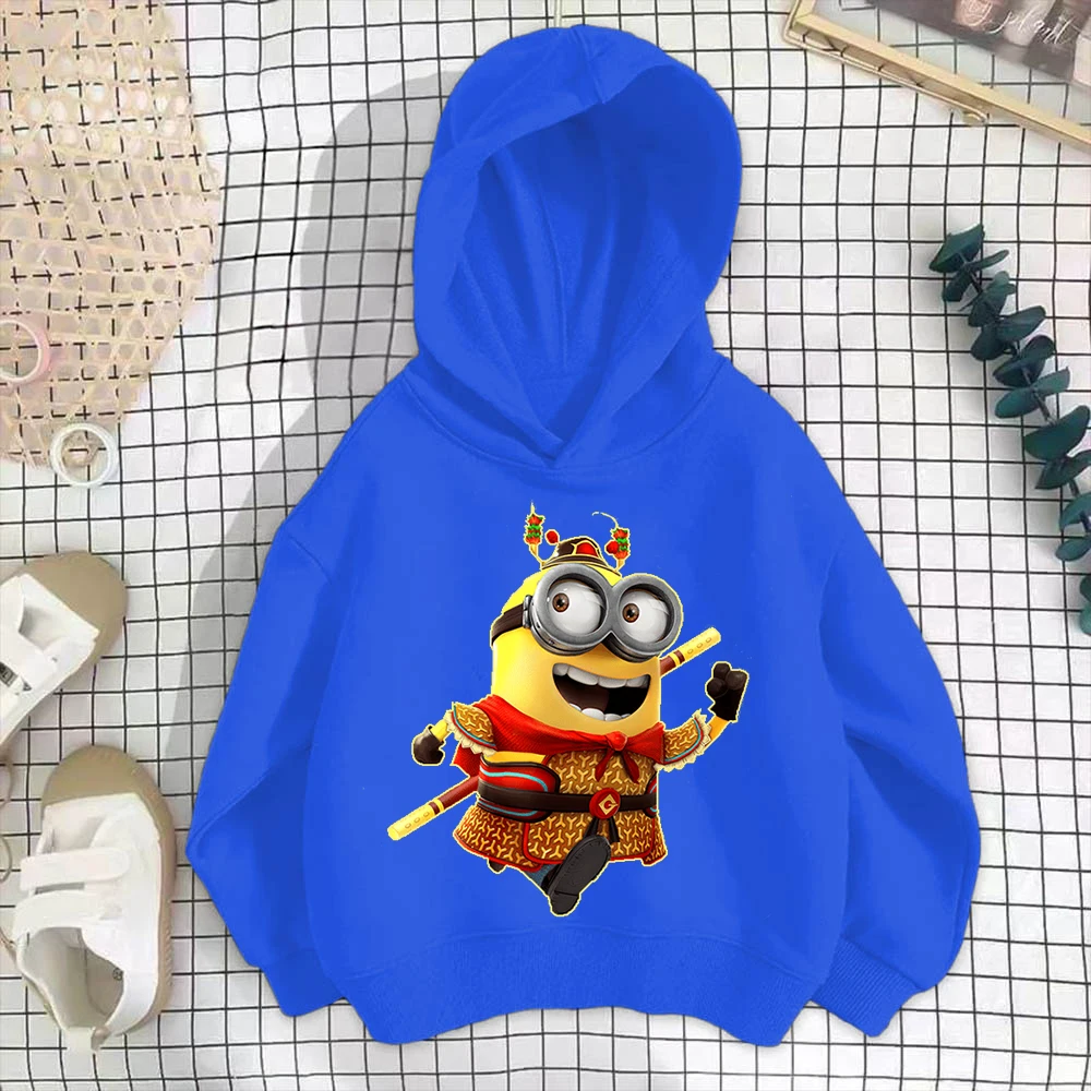 힙합 키즈 만화 미니언즈 후디 의류, 화이트 가을 겨울 상의, 데일리 하라주쿠 캐주얼 풀오버, 패션 맨투맨, 신상