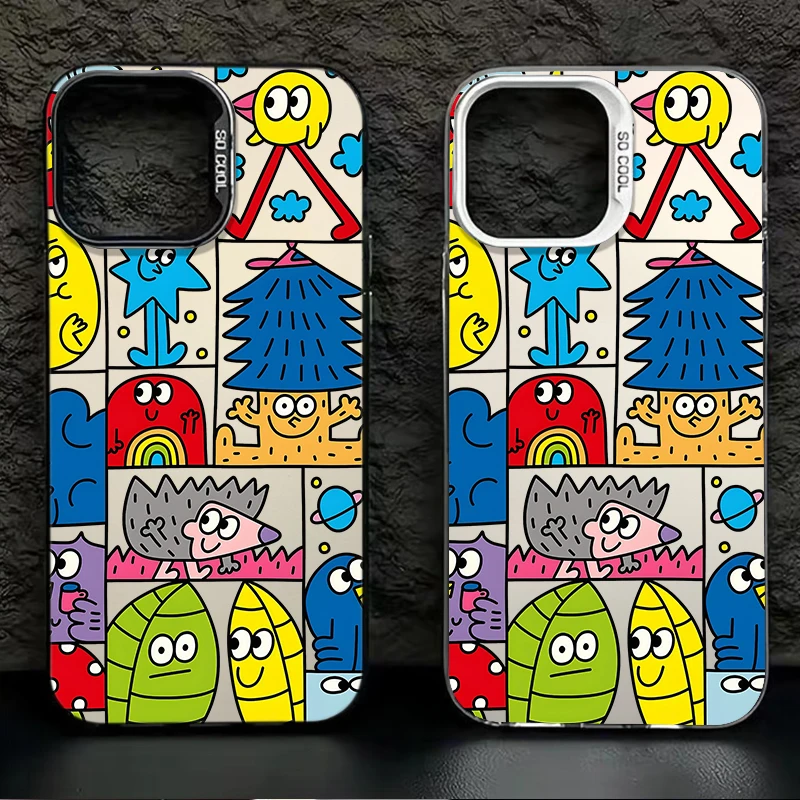 Hand Drawn Simple Doodle Frosted Case for Samsung Galaxy S26 S25 S24 S23 Plus S22 Ultra S21 S20 FE A57 A56 A55 A54 Acrylic Cover