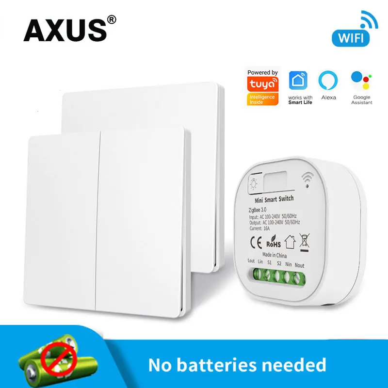 

AXUS WIFI Switch Wireless RF433 Receiver Smart Home Automation Timmer Wall Light 1GANG Button Panel Control Via Alexa Google