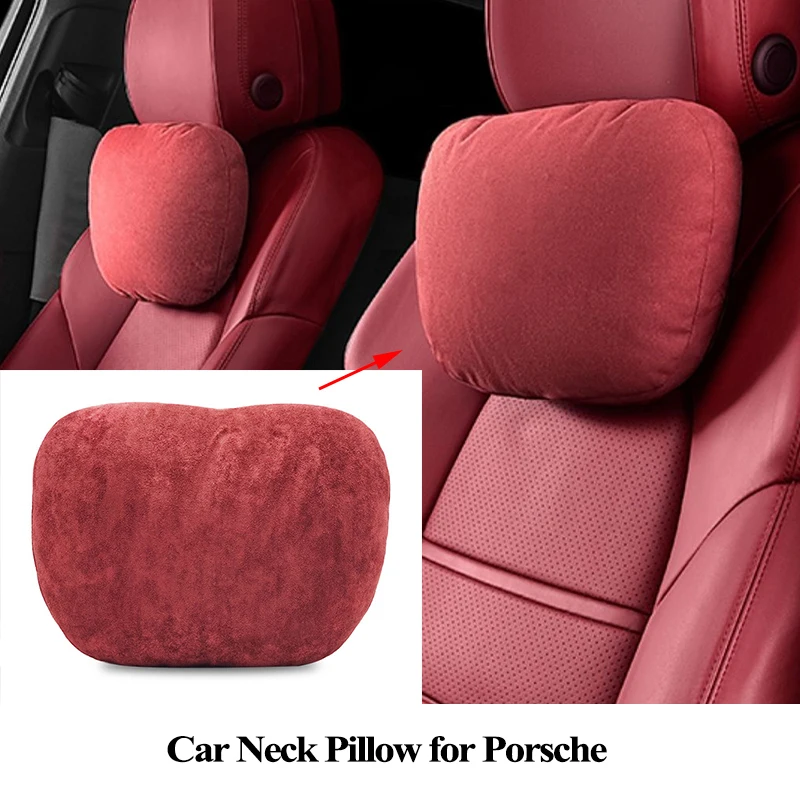 For Porsche 911 Panamera Macan Cayenne Car Seat Headrest Neck Pillow for Cayman Boxster Taycan Soft Comfort Cushion Accessories