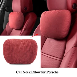 Reposacabezas de asiento de coche para Porsche 911 Panamera Macan Cayenne, almohada para el cuello para Cayman Boxster Taycan, cojín suave y cómodo, accesorios