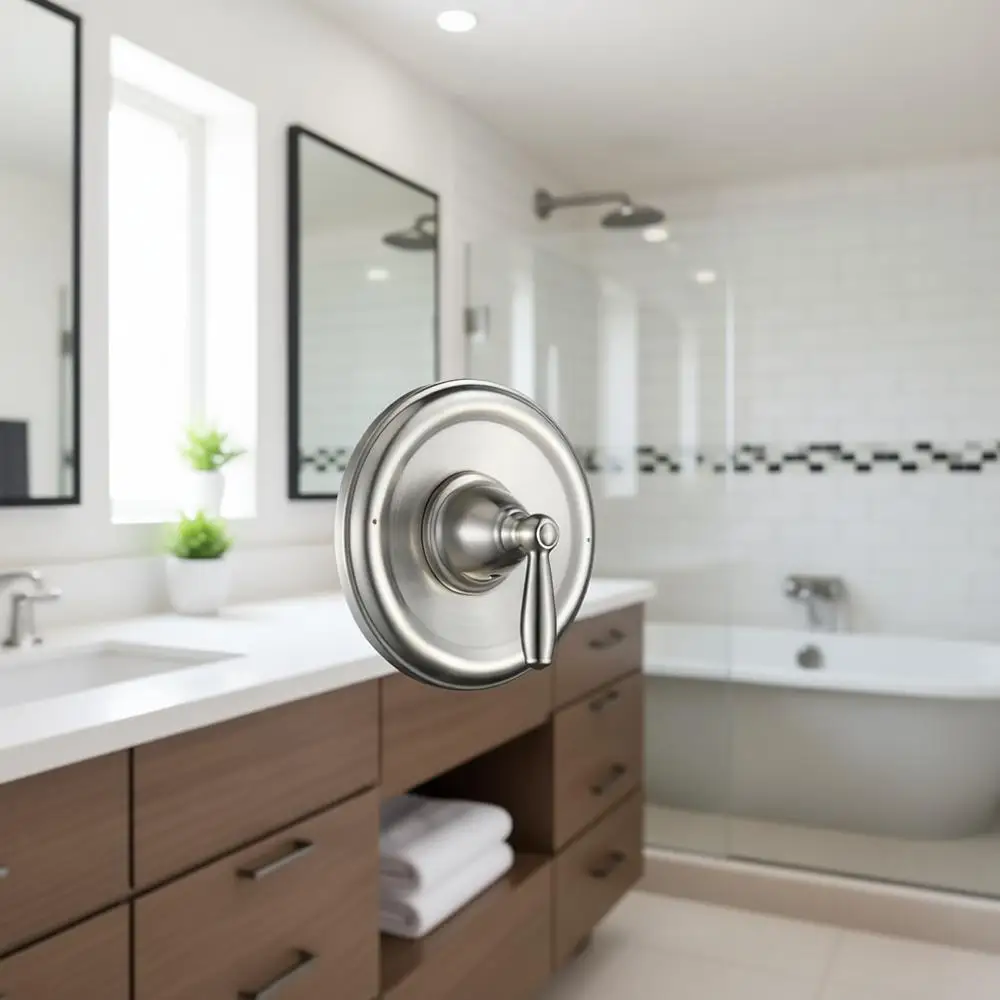 

Сменный комплект отделки T2151BN Brantford Posi-Temp, ручка-рычаг для ванны и душа с функцией балансировки, матовый никель