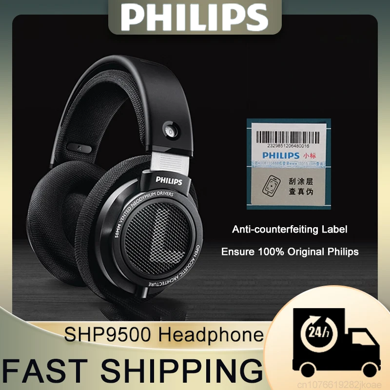 Philips SHP9500 Headphones Music Game 3.5mm 6.3mm Universal Headset HiFi Stereo Wired Earphones Computer Online Learning Earbuds