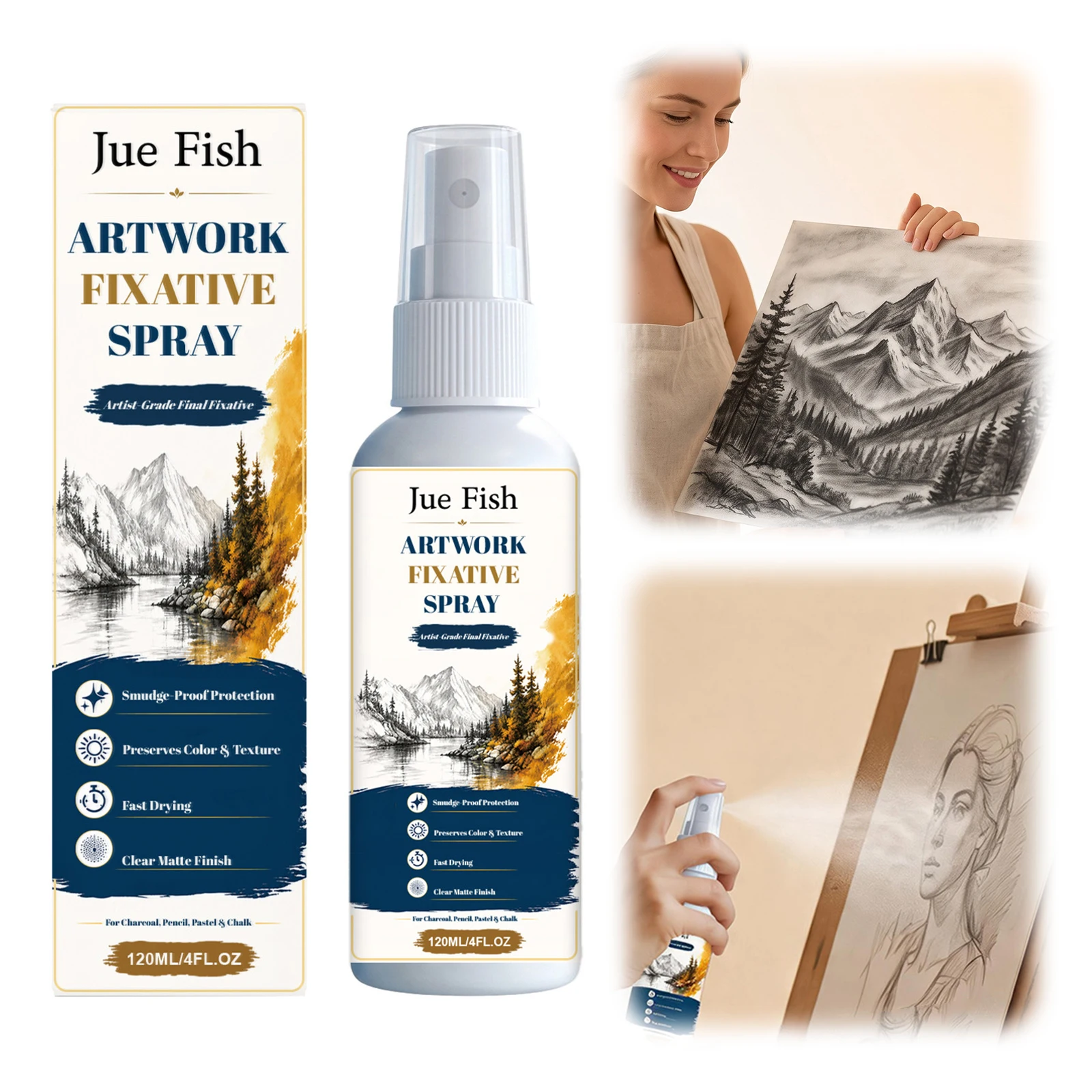 Charcoal Fixative Spray for Pastel Pencil Graphite Chalk Artwork Quick-Dry Smudge-Proof Long-Lasting Artists Students