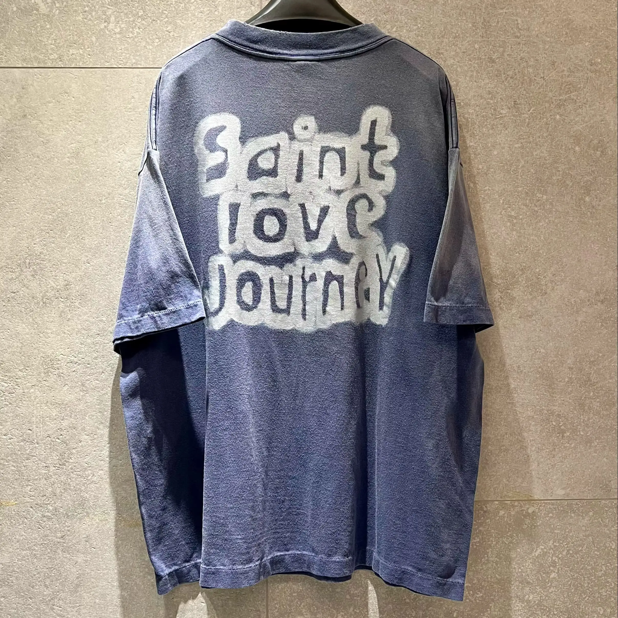 Saint Michael Men's Clothing Washed Round-Neck Short-Sleeved Couple T-Shirt Ropa Hombre