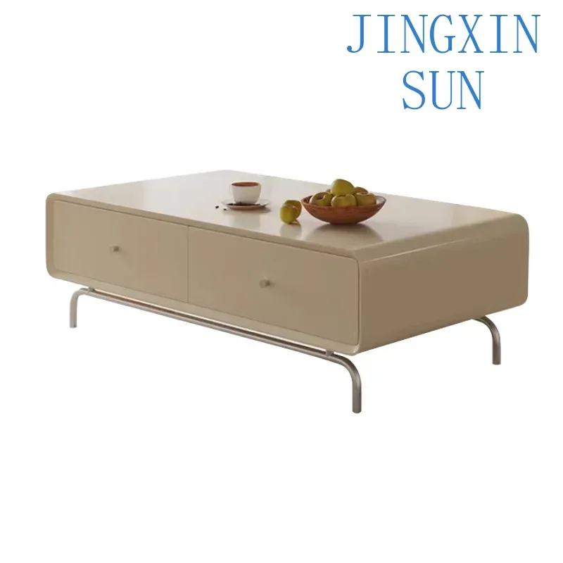 coffee table TV cabinet combination household living room modern simple cream style white coffee table