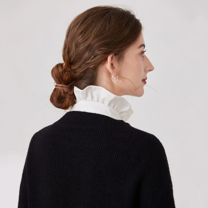 Mulher blusa topos plissado renda gola falsa camisola camisa decorativa colar falso destacável colar roupas acessórios