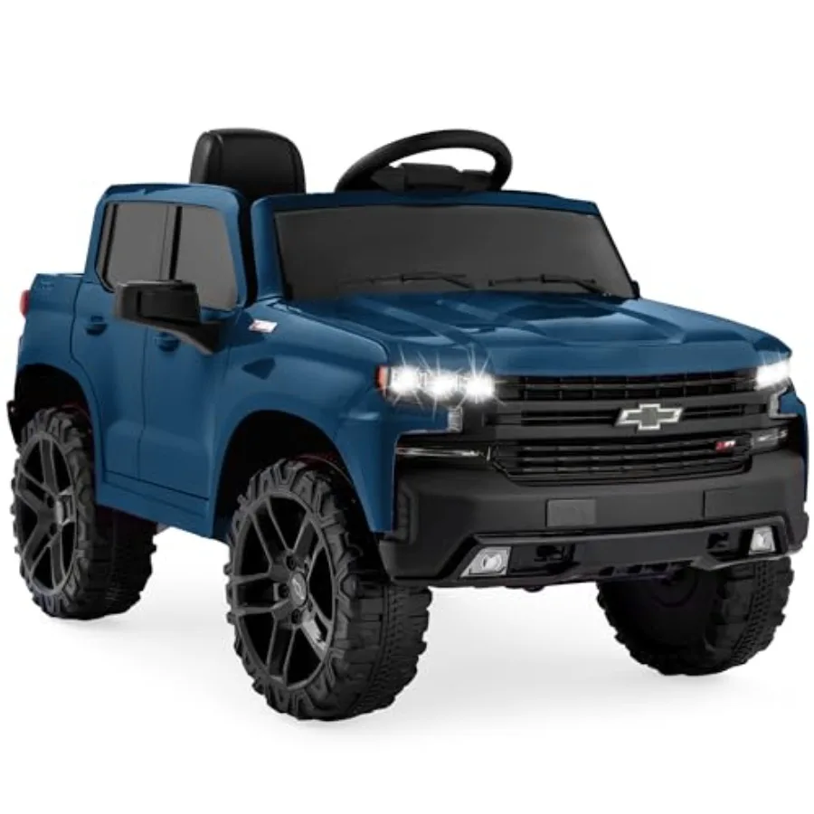 

Electric Ride On Truck for 12V Chevrolet Silverado Blue with Parent Remote Control Storage Truck Bed Bluetooth Speaker LED Ligh