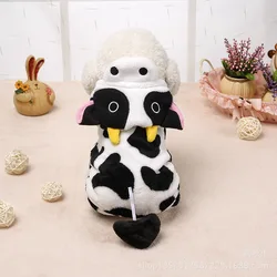 Cow Dog Costume Funny Halloween Dog Costume, Winter Warm Outfits for Small Medium Dogs