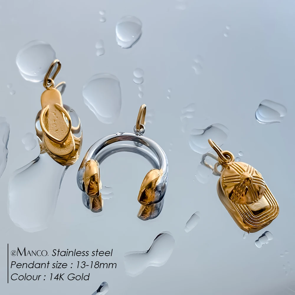EMANCO 14k Gold PVD Plated Stainless Steel Boots Summer Charms Fashion Creativity Pendants Making Necklaces