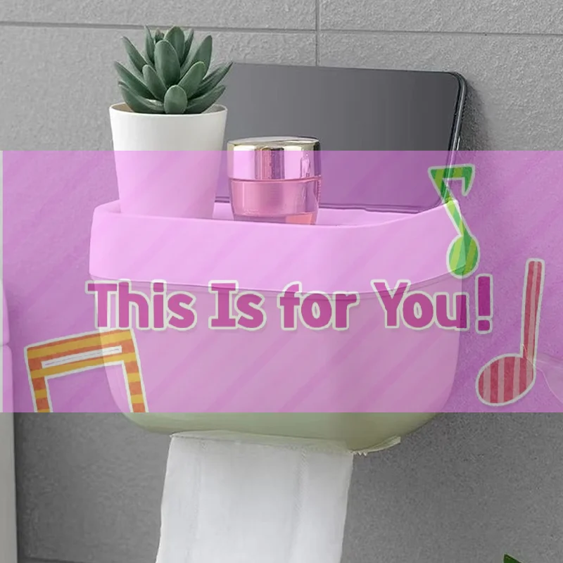 Space-Saving Wall-Mounted Toilet Paper Holder With Tissue Dispenser & Storage-Easy Adhesive Installation Creative Roll Paper Box