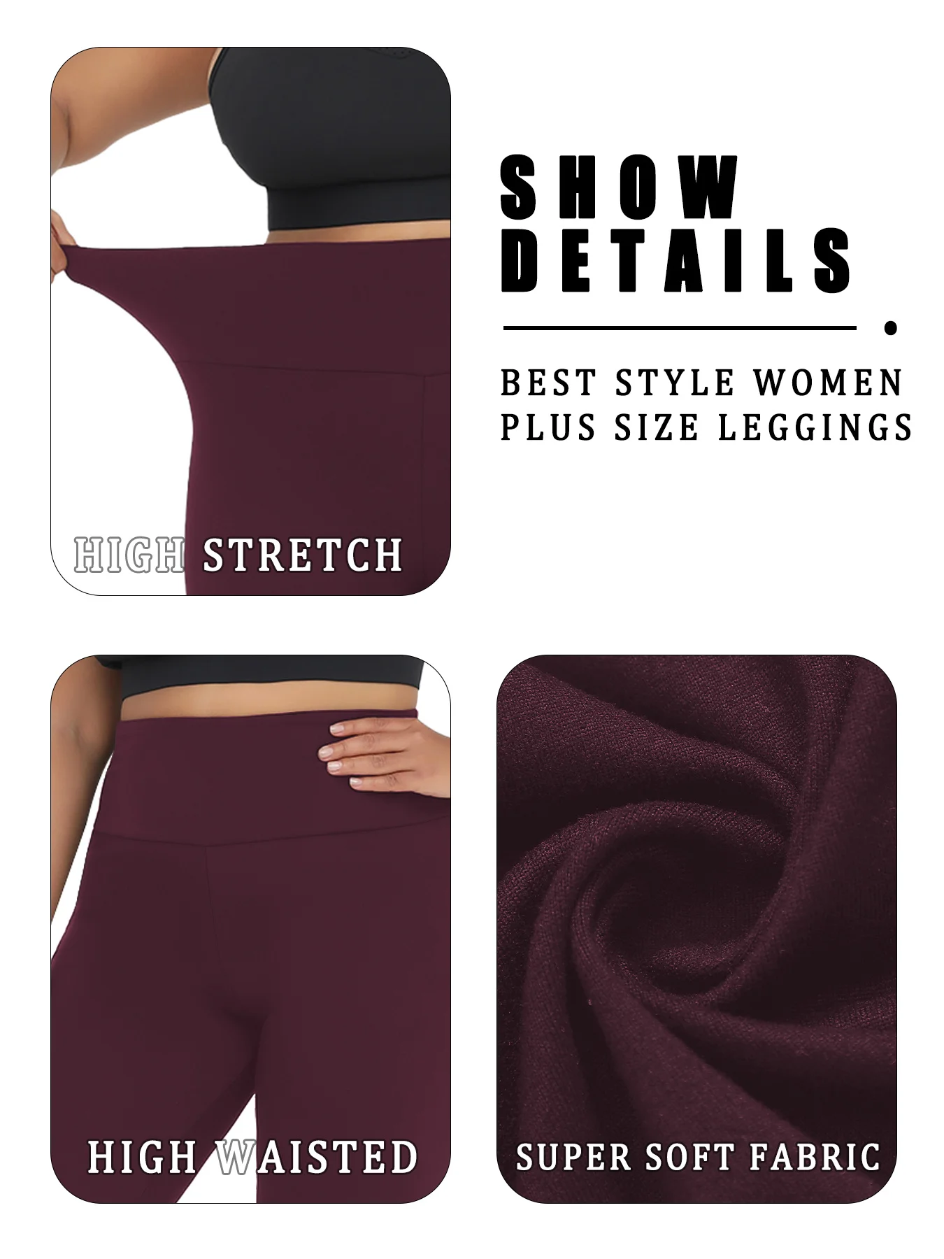 2 Pack Plus Size Women's High Waisted Leggings - Super Soft Fabric Ideal for Yoga Running Workout and Relaxing at Home image 4