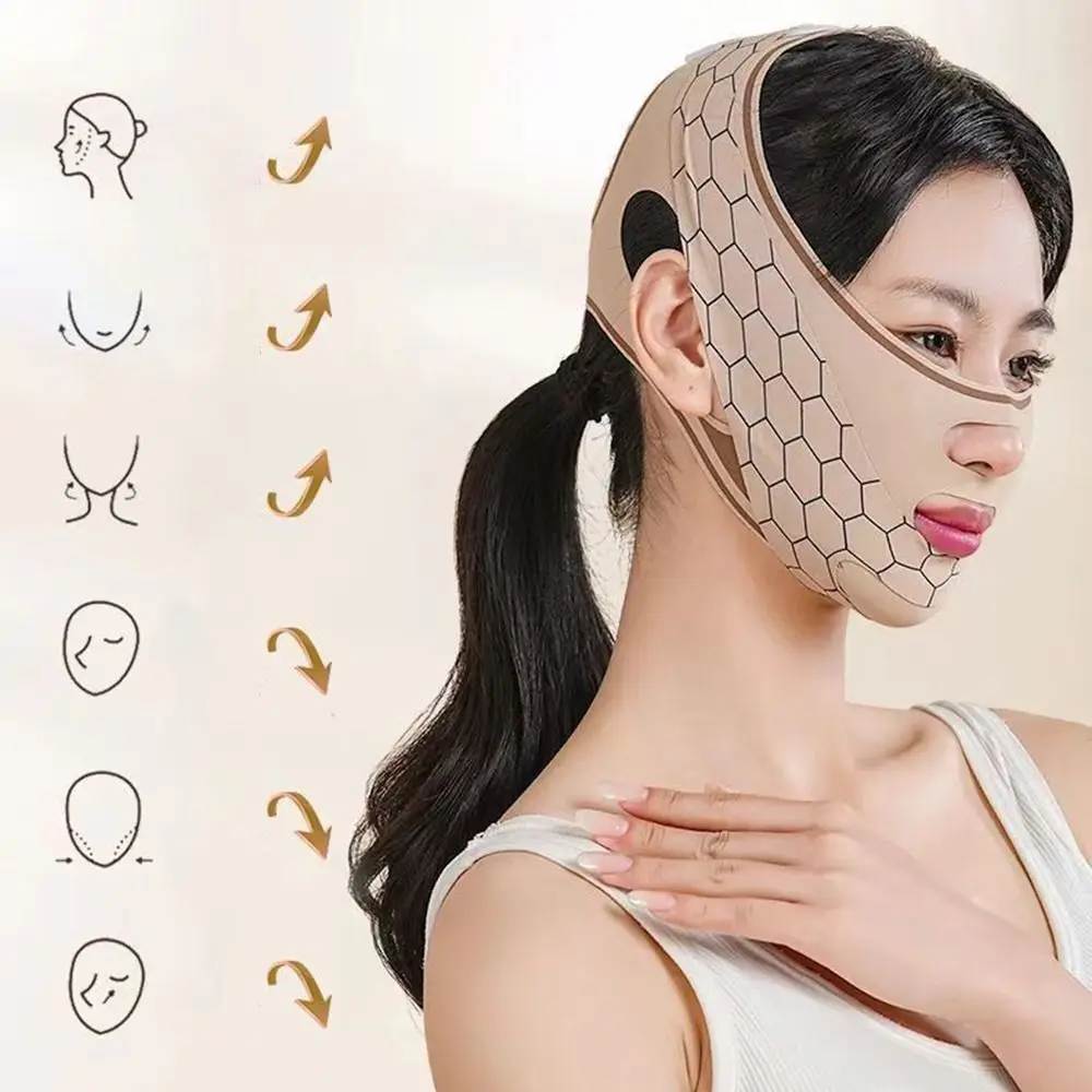 Adjustable Face Sculpting Sleep Mask Breathable Cooling Face Lifting Tightening Belt V Shaped Resuable V Line Shaping Mask