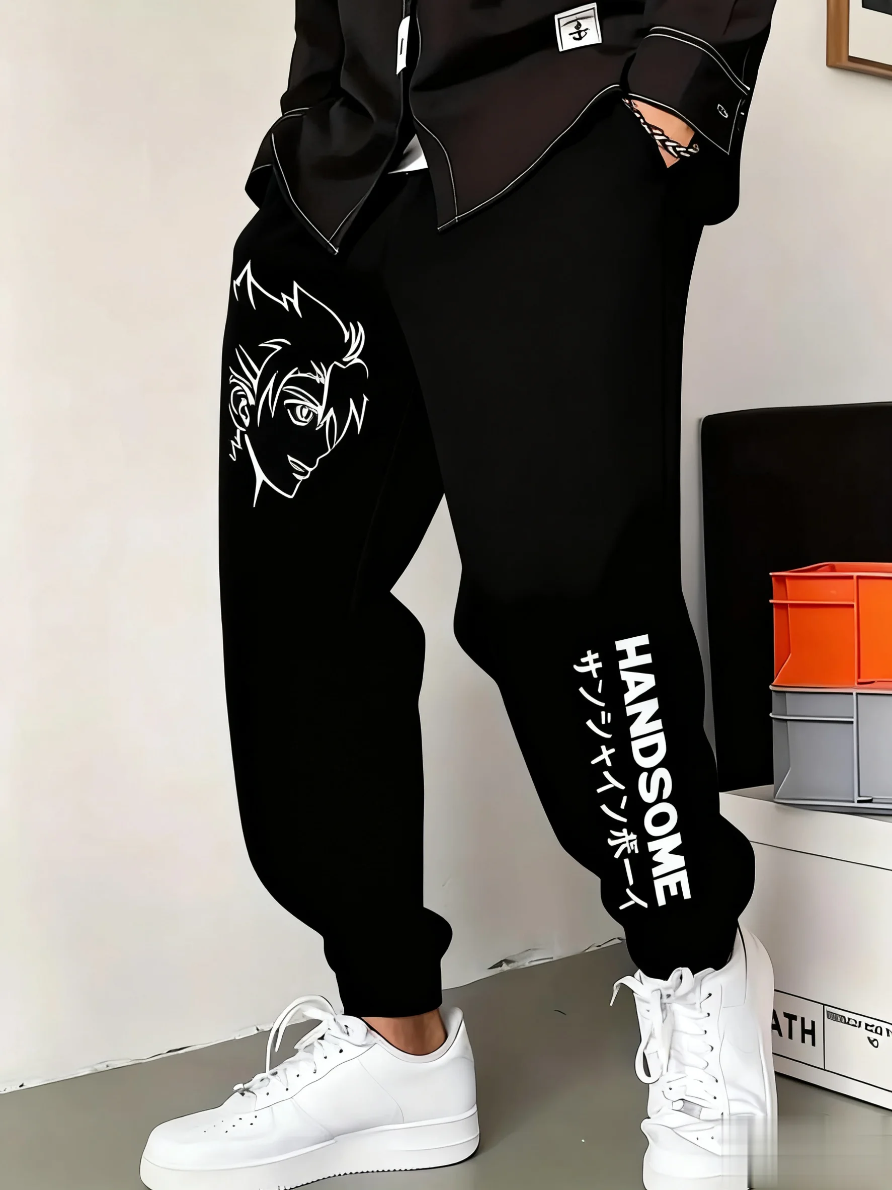 Men's Anime Sweatpants Japanese Manga Printed Casual Trousers Streetwear Hip Hop Cotton Summer Autumn Fashion Y2k Sports Pants