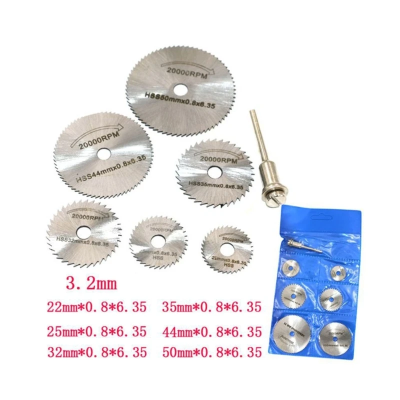 6Pcs HSS Circular Sawblade High Speed Steel Cutting Disc with 2Pcs Extension Rod Dropship