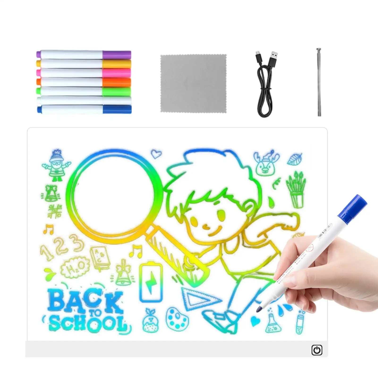 LED-Notiztafel, 7 Farben, trocken abwischbar, Touch-Steuerung, Malspielzeug, LED-Lichttafel für Kinder, Nachtlicht, Heimbüros, Schule, Urlaub