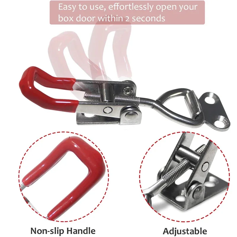 8PCS Iron Galvanized/Stainless Steel Adjustable Toggle Clamp Catch Clasp Quick Release Clamp Anti-Slip Push Pull Toggle Clamp