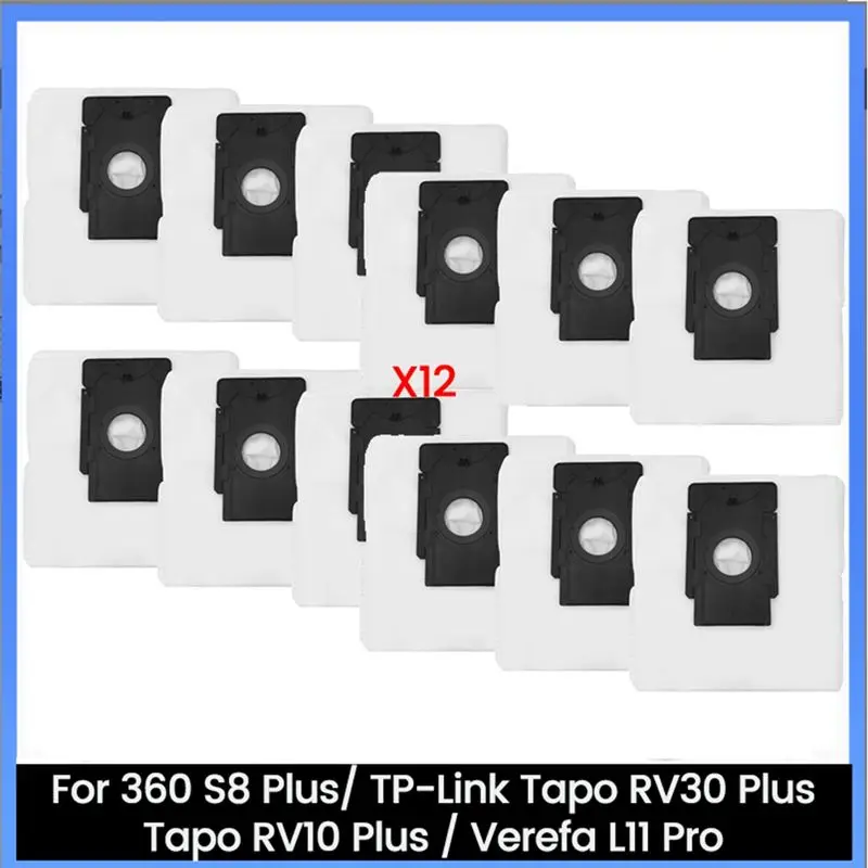 

A84X-Dust Bag For 360 S8 Plus/ TP-Link Tapo RV30 Plus / Tapo RV10 Plus / Verefa L11 Pro Robot Vacuum Cleaner Parts 12PCS
