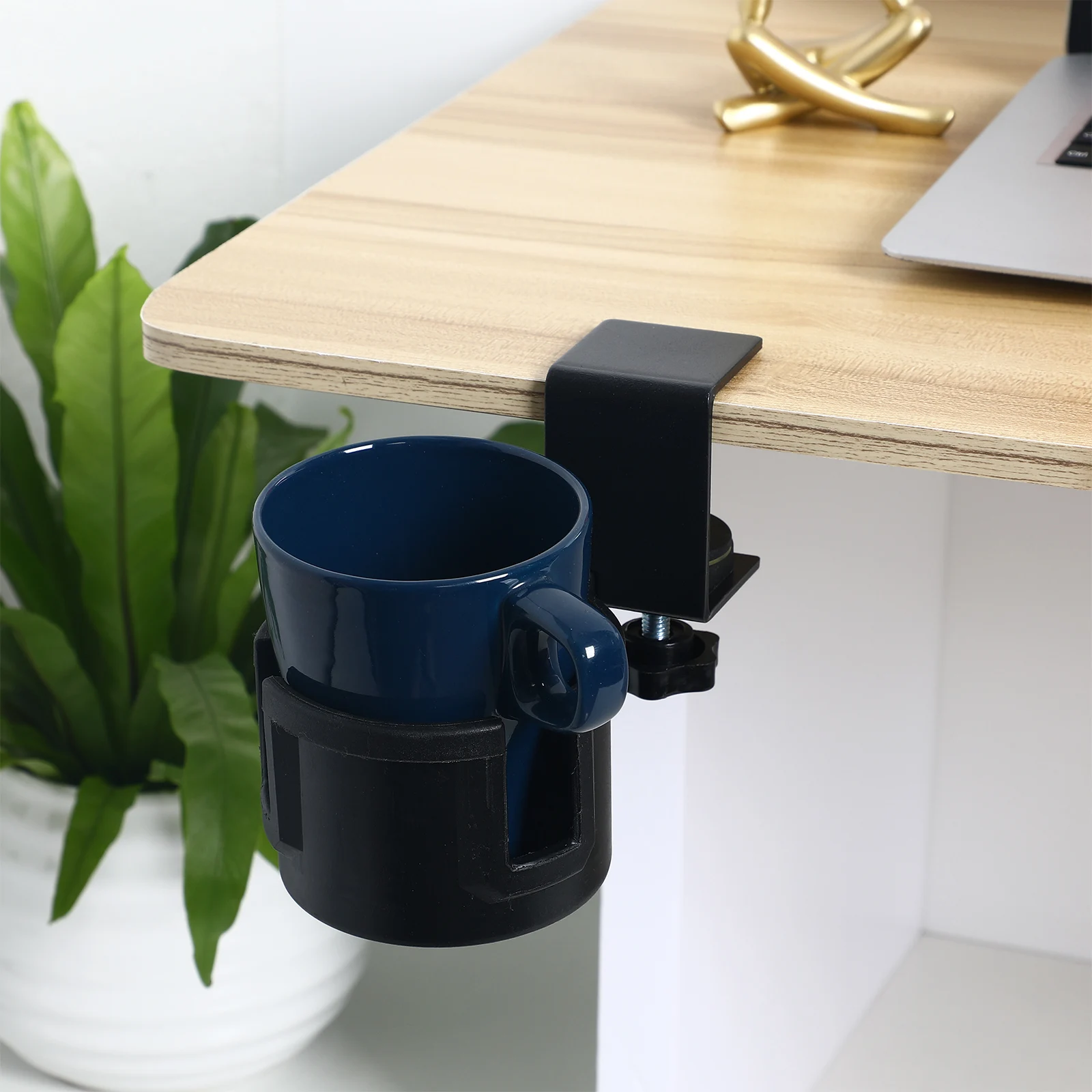

Desk Cup Holder Mount Clamp 180 Degree Adjustable Rotatable Clip on Cup Holder Desk Edge Table Side Clip for Coffee Mug Bottle