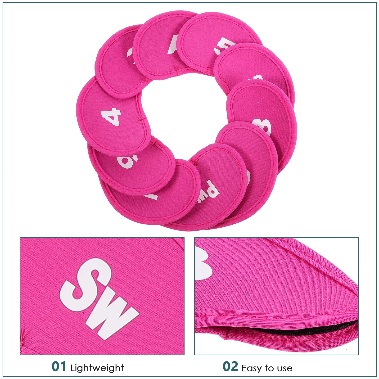

10pcs Golf Club Head Covers Anti-Scratch Protective Covers For Irons Fabric Club Protectors With Thickened Padding Portable