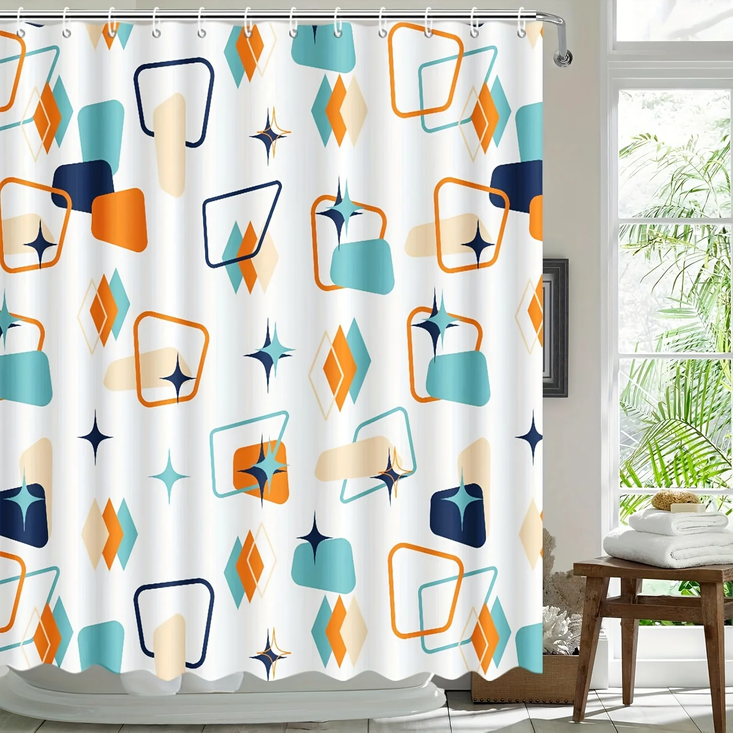 

Водонепроницаемая занавеска для душа в стиле ретро с геометрическим принтом для ванной комнаты, современный абстрактный дизайн, высококачественная занавеска для туалетной перегородки