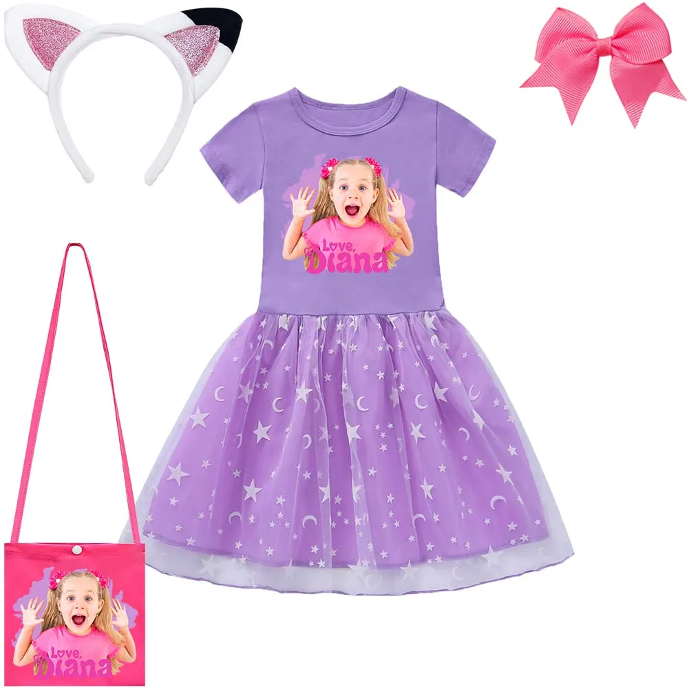 Diana e Roma vestiti bambini vestito da principessa con borsa fasce per capelli forcine abiti in rete di cotone bambini abiti da sposa di Halloween