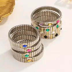 Fashion Waterproof Stainless Steel Bangles Bracelet for Women 18k Plated Jewelry for Women Men Love Heart Square Pattern Jewelry