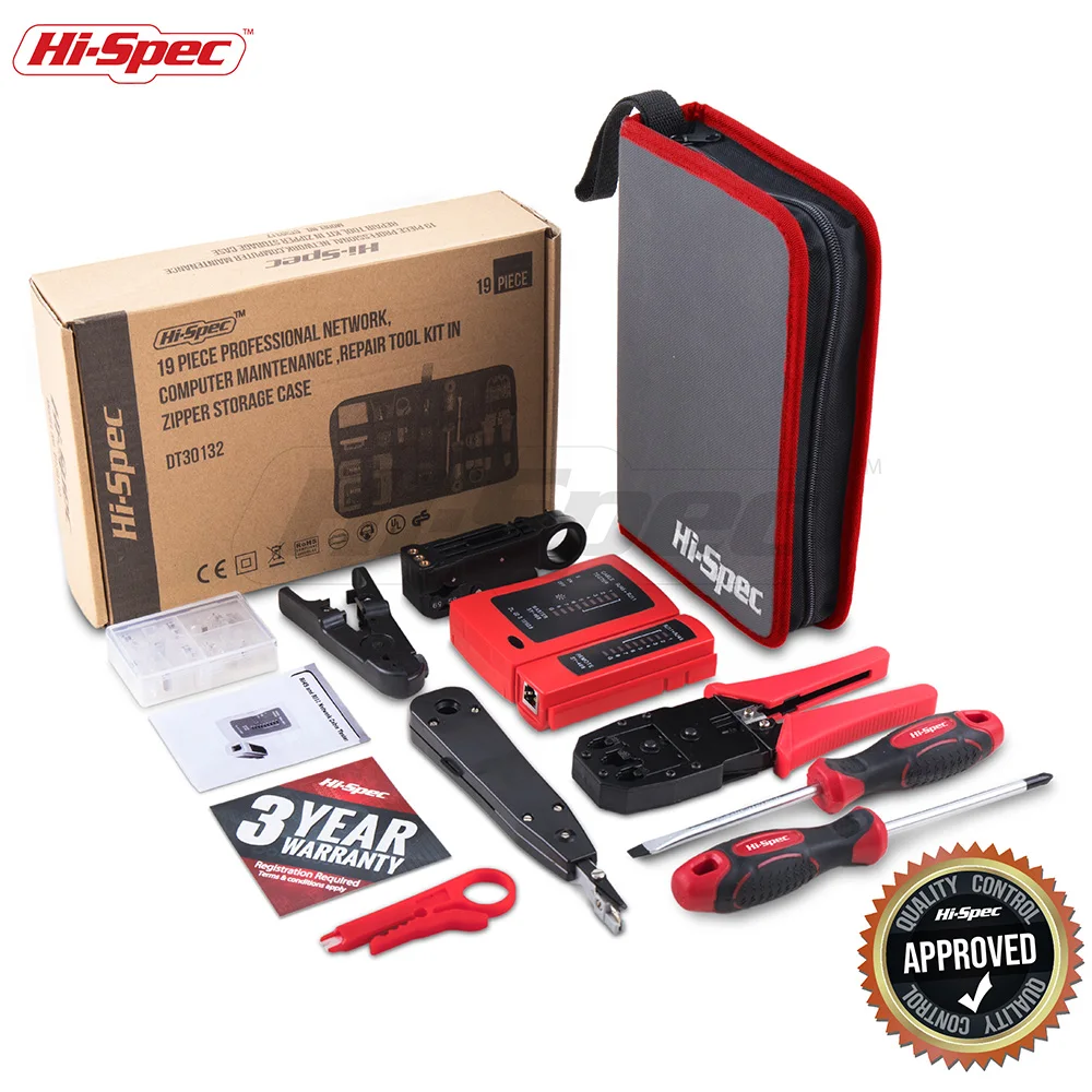 

Hi-Spec 19PCS Network Repair Tool Professional Network Cable Tester RJ45 LAN Cable Tester Crimper Crimping Stripper Cutter Kit