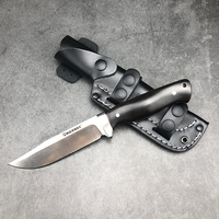 HARNDS D2 Tactical Full Tang Fixed Blade Bowie Knife G10/Ebony Handle Outdoor Survival Camping Kydex/Leather Sheath Defender