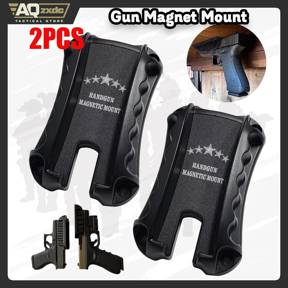 

AQzxdc 2-Pack Gun Magnet Mount, Magnetic Concealed Gun Holster Pistol Holder for Vehicle Truck Table Car