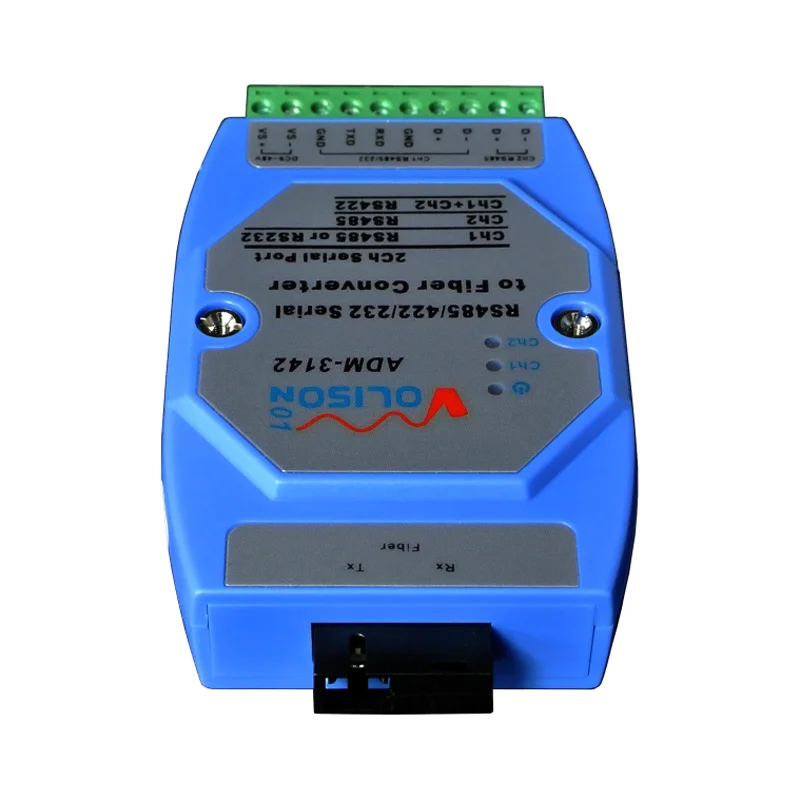 ADM-3142 2CH RS485 to Fiber Optic Transceiver Bidirectional Optical Transceiver Industrial 24V Rail Serial SC Port