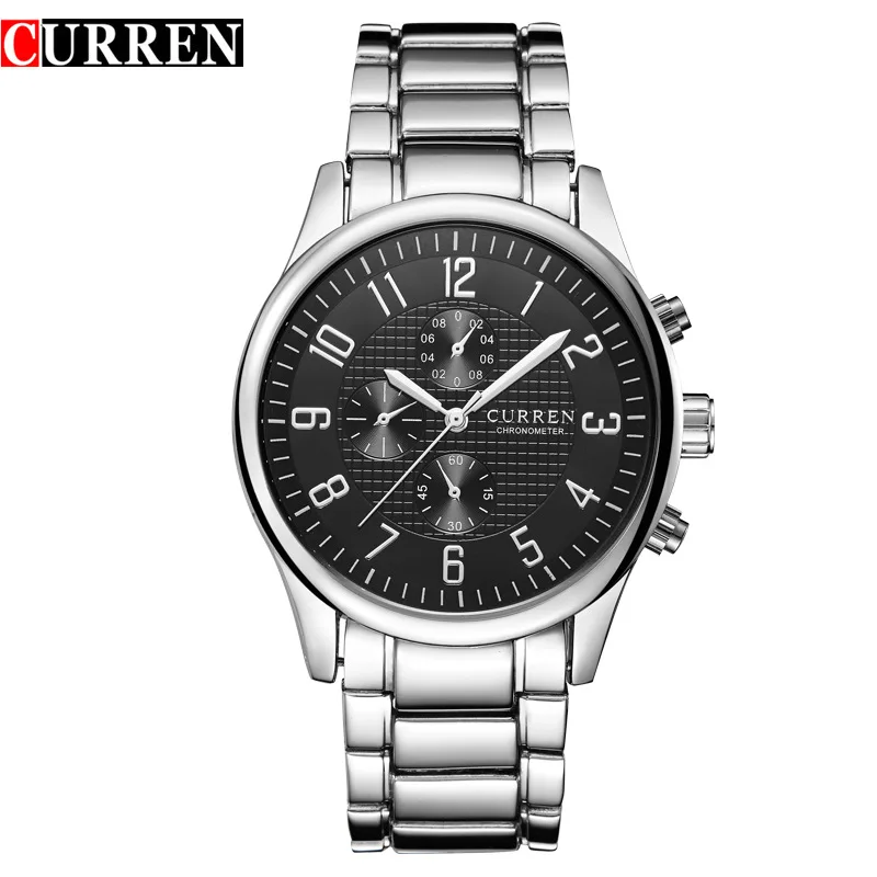 Curren-Montre à quartz étanche avec ceinture en acier pour homme, montre d'affaires, 8046