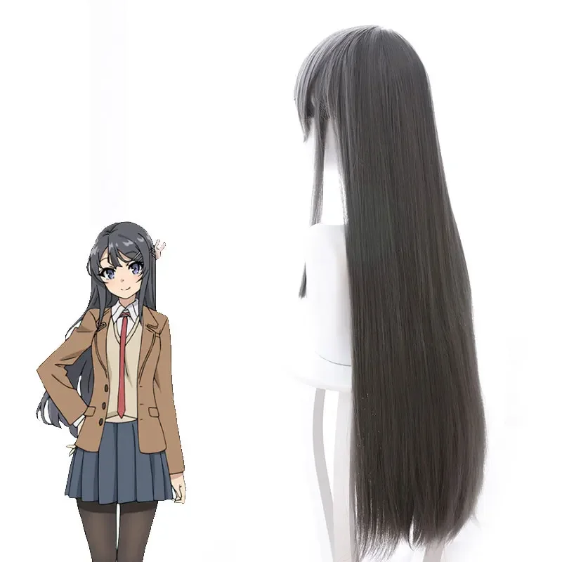 Sakura Ajima Grey long wig cosplay costume Seishun blind Yarou WA bunny girl senpai no Yume wo Minai heat resistant hair