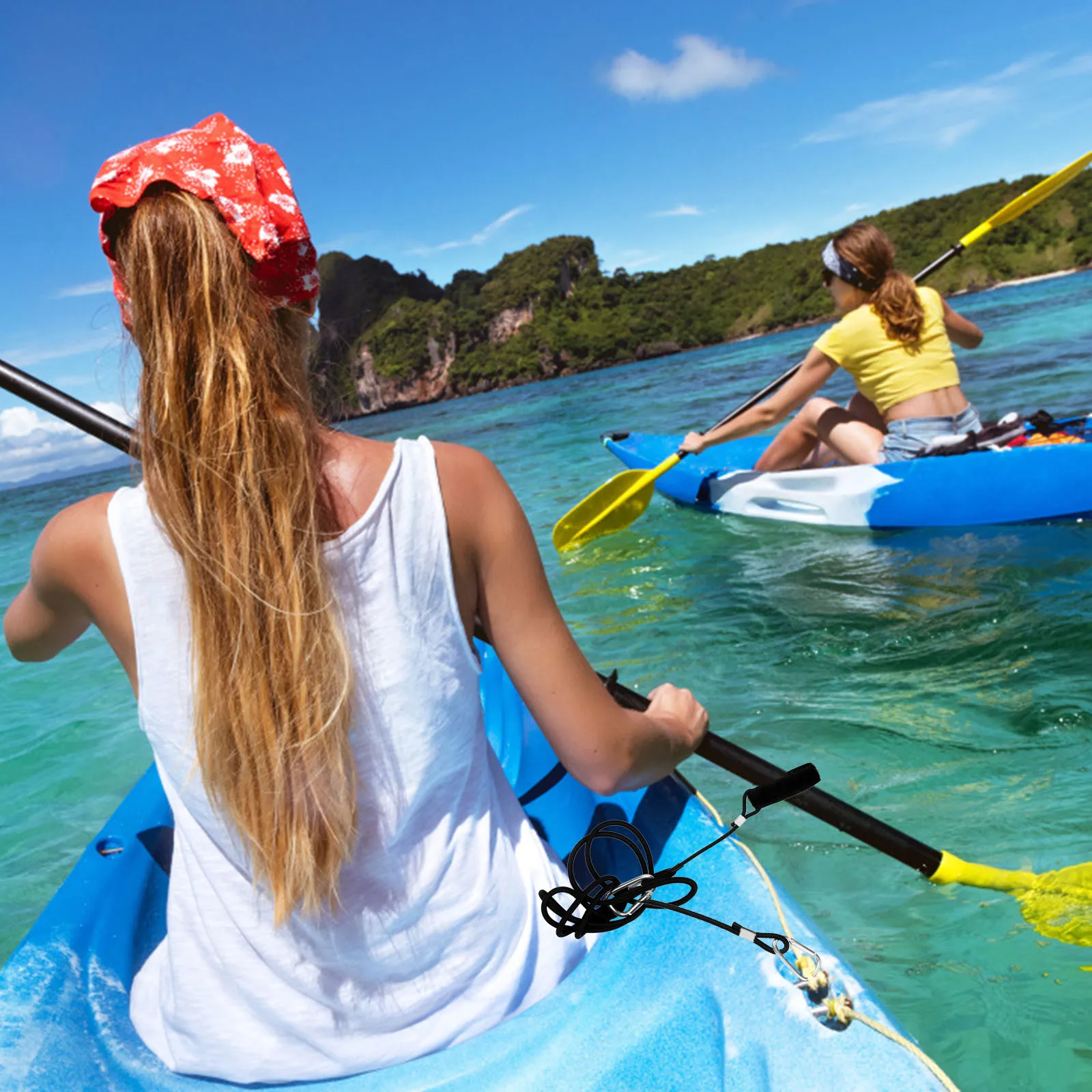 

2 Pcs Paddle Anti-lost Rope Elastic Strap Stretchable Kayak Leash Plastic Kayaking