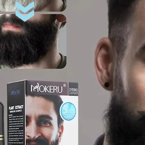 US Stock Natural Permanent Beard Dye Shampoo Repair White Grey Hair Removal Instant Mustache Dying Blacking Fast Beard Coloring