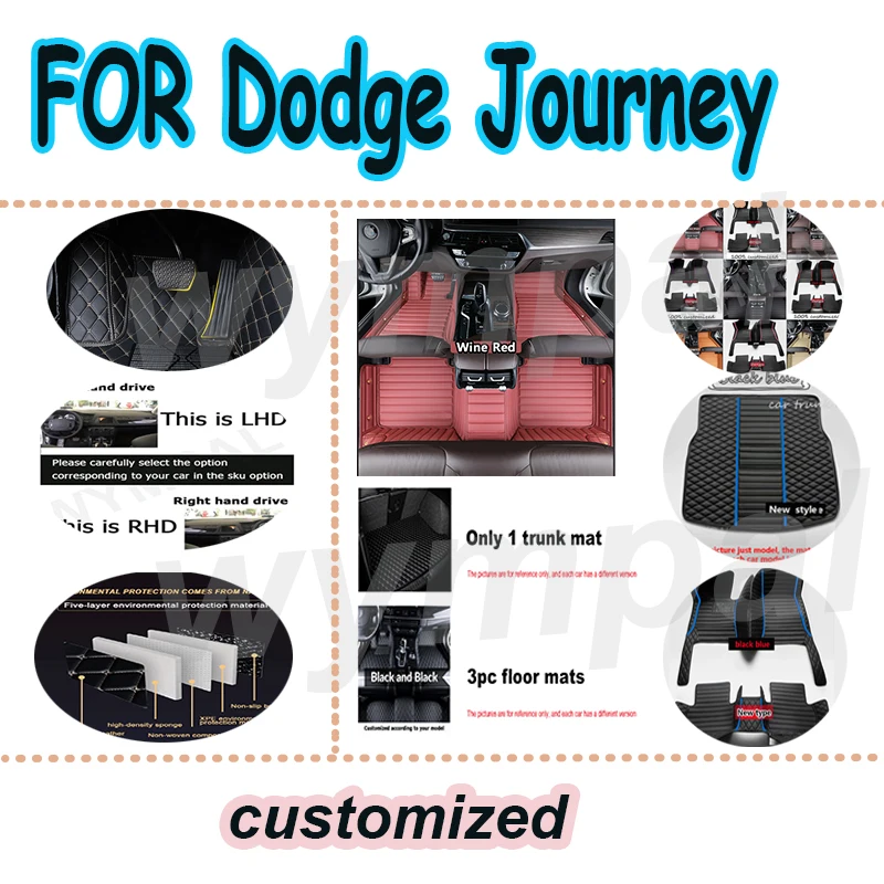 LUXURY Car Floor Mats For Dodge Journey Fiat Freemont 2011~2019 7seat Waterproof  Car Matts Floor