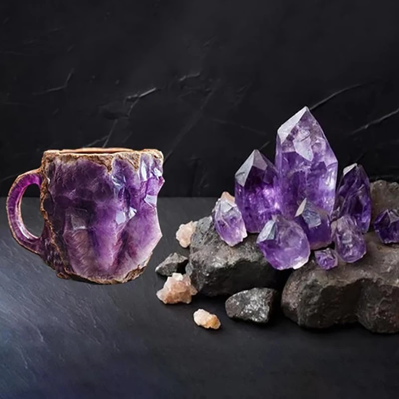 1PCS Mineral Crystal Coffee Mug, Natural Onyx Crystal Mug, Mineral Crystal Coffee Mug, Crystal Decorative Mug