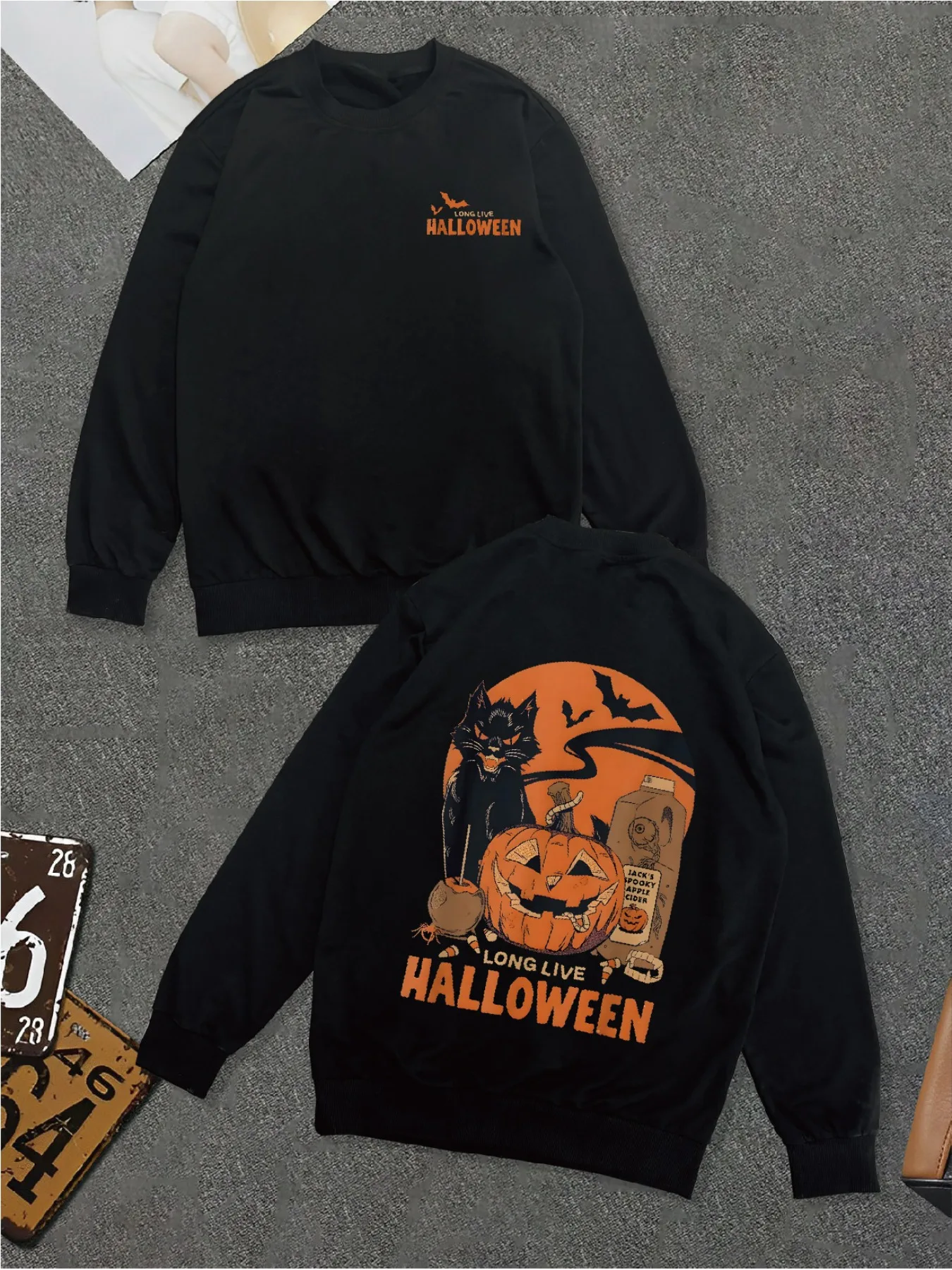 

Halloween Pattern Print Autumn and Winter Men's and Women's Long Sleeved Sportswear Casual Loose Outdoor Street Sports Training