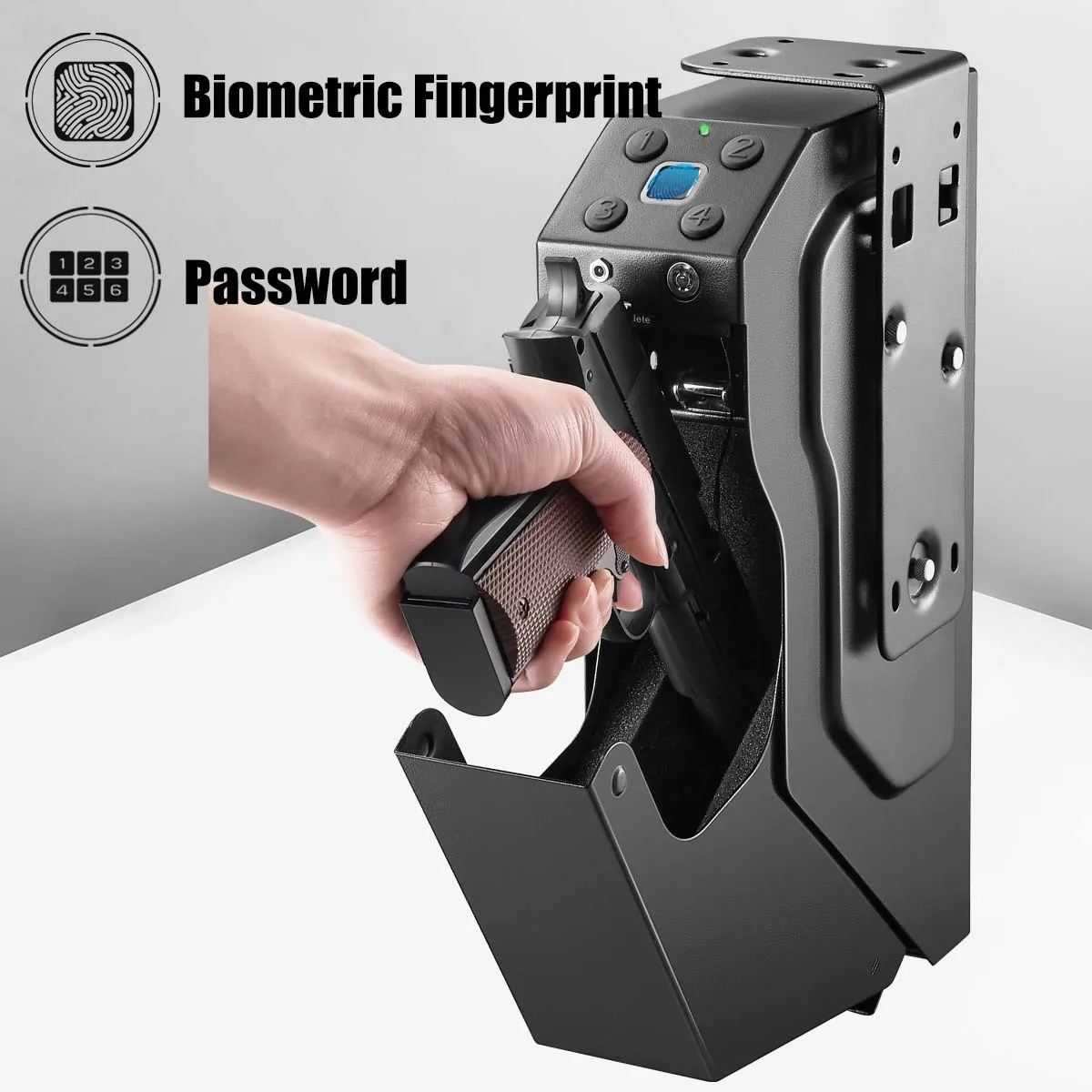 

Fingerprint/Password Gun Safes Pistol Safe Box Steel Gun Box Security Guns Fingerprint Password Unlock Anti-Burglary With Keys