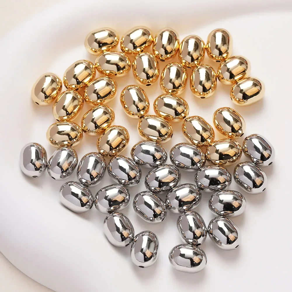 

10PCS Oval Beads for Jewelry Making Necklace Bracelet Supplies DIY Hand Made Brass 14k Gold Plated Accessories 10*13mm